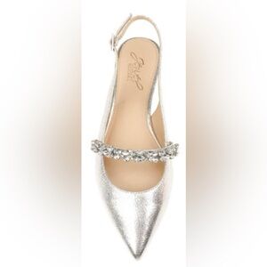 Badgley Mischka Bambi Crystal Slingback Flats Bridal Wedding Sparkle 8.5